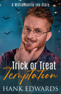 Trick or Treat Temptation cover of a handsome ginger haired man with a beard and glasses and a Halloween background